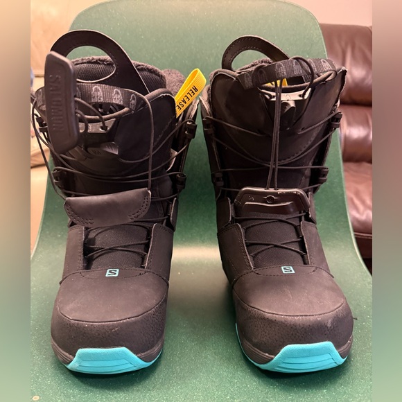 Salomon Ivy Str8jkt Black and Teal Snowboarding Boots size 6 - Picture 2 of 5